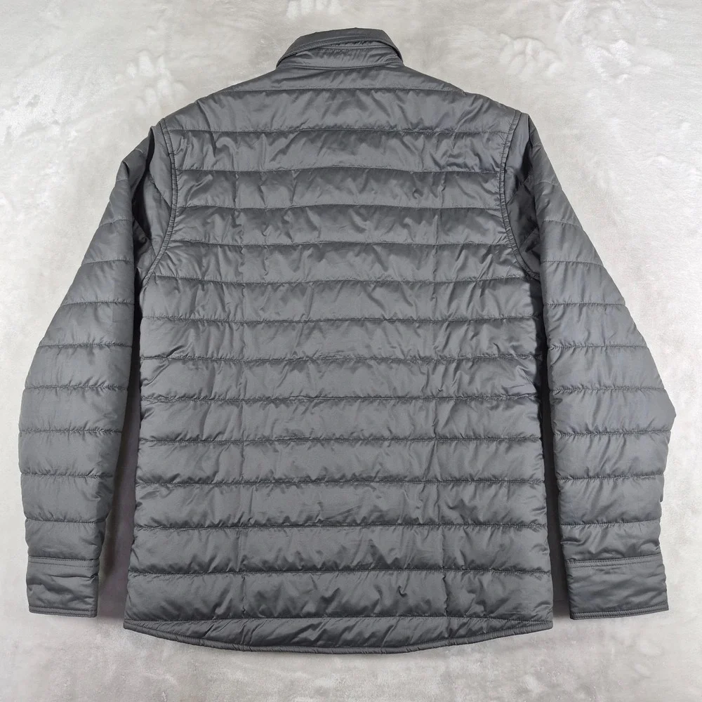 Faherty Atmosphere Full Zip Jacket Men's Small Gray Puffer‎ Snap Button Comfort